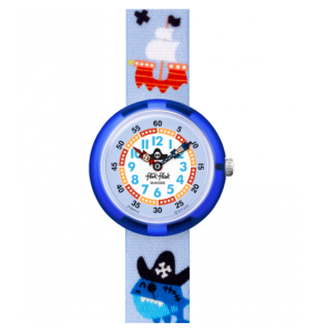 Montre Enfant Flik Flak Ahoy Matey ! en Nylon Bleu Ref FBNP178