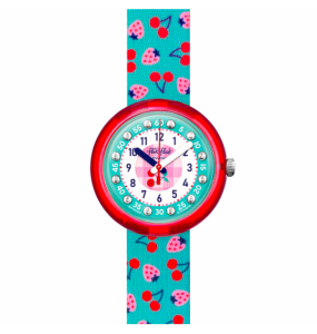 Montre Enfant Flik Flak Cherrytastic en Nylon Vert Ref FPNP057C