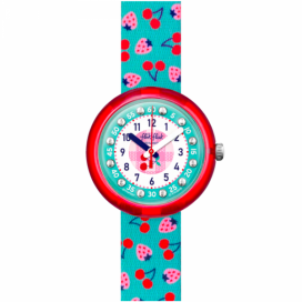 Montre Enfant Flik Flak Cherrytastic en Nylon Vert Ref FPNP057C