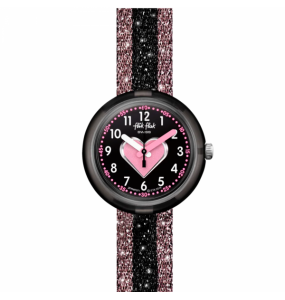 Montre Enfant Flik Flak Cuoricino en Nylon Noir Ref FPNP071