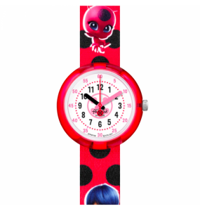 Montre Enfant Flik Flak Miraculous Ladybug en Nylon Rouge Ref FPNP106