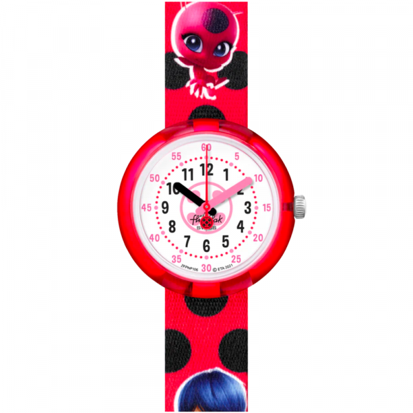 Montre Enfant Flik Flak Miraculous Ladybug en Nylon Rouge Ref FPNP106