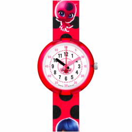 Montre Enfant Flik Flak Miraculous Ladybug en Nylon Rouge Ref FPNP106