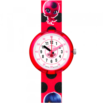 Montre Enfant Flik Flak Miraculous Ladybug en Nylon Rouge Ref FPNP106