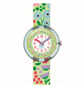 Montre Enfant Flik Flak Flower Power en Nylon Vert Ref FPNP109