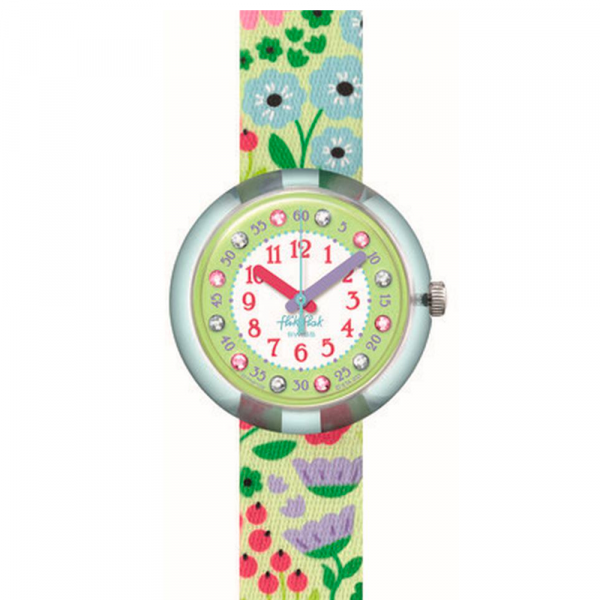 Montre Enfant Flik Flak Flower Power en Nylon Vert Ref FPNP109