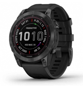 Montre Homme Connectée Garmin Fenix 7 Sapphire Solar en Silicone Noir Ref 010-02540-21