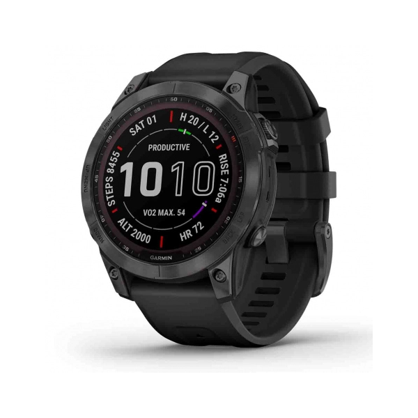 Montre Homme Connectée Garmin Fenix 7 Sapphire Solar en Silicone Noir Ref 010-02540-21