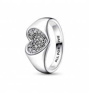 Bague Pandora Signet Pavé Cur Rayonnant