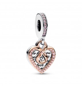 Charm Pandora Pendant Double Cur Infini Bicolore