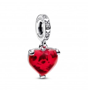 Charm Pandora Pendant Verre de Murano Rouge Disney Baiser de Mickey & Minnie