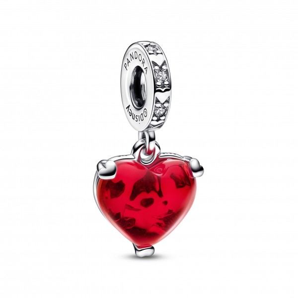 Charm Pandora Pendant Verre de Murano Rouge Disney Baiser de Mickey & Minnie