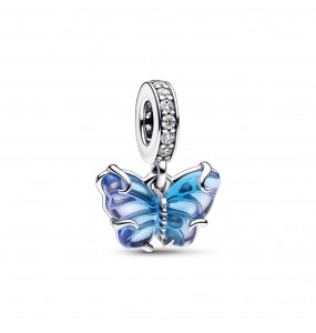 Charm Pandora Pendant Papillon en Verre de Murano Bleu