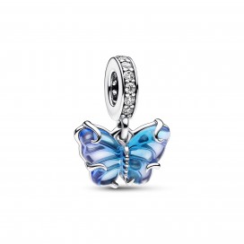 Charm Pandora Pendant Papillon en Verre de Murano Bleu