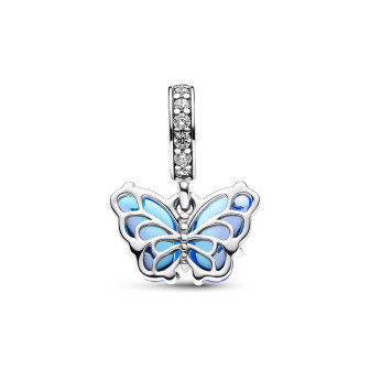 Charm Pandora Pendant Papillon en Verre de Murano Bleu