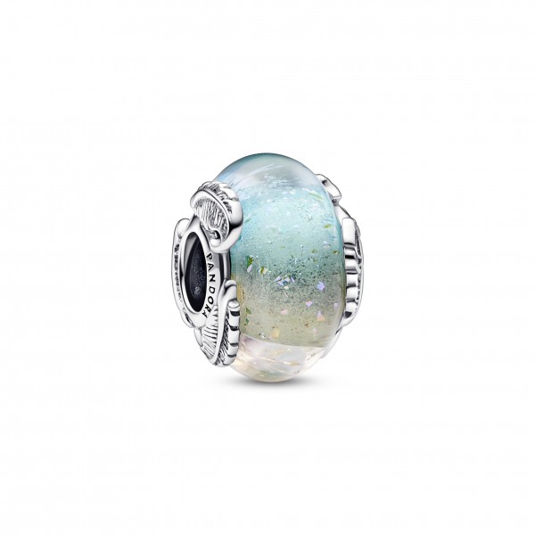 Charm Pandora Verre de Murano Multicolore & Plume Courbe