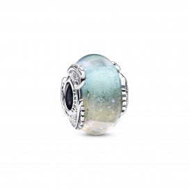 Charm Pandora Verre de Murano Multicolore & Plume Courbe