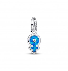 Charm Pandora symbole féminin opale bleue de synthèse
