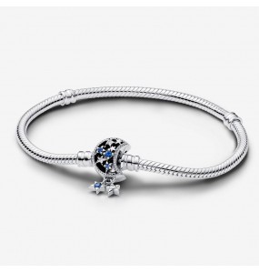 Bracelet Pandora fermoir lune avec cristal bleu stellaire 18 cm