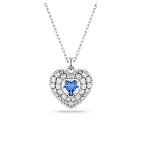 Swarovski - Collier et Pendentif Hyperbola, Coeur Bleu, Métal rhodié - Ref 5680403