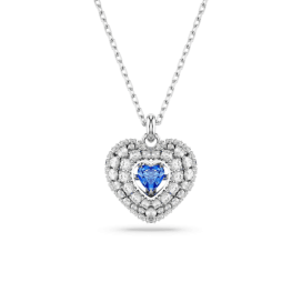 Swarovski - Collier et Pendentif Hyperbola, Coeur Bleu, Métal rhodié - Ref 5680403