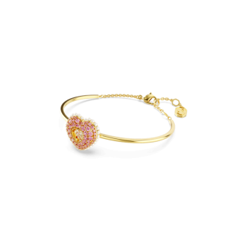 Swarovski - Bracelet-jonc Hyperbola, Coeur rose, doré - Ref 5687258
