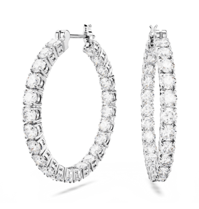 Swarovski - Créoles Matrix,cristaux blancs, Métal rhodié - Ref 5647715