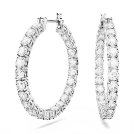 Swarovski - Créoles Matrix,cristaux blancs, Métal rhodié - Ref 5647715