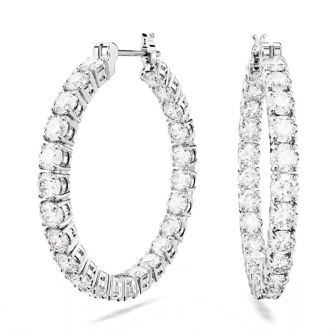 Swarovski - Créoles Matrix,cristaux blancs, Métal rhodié - Ref 5647715