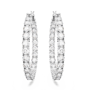 Swarovski - Créoles Matrix,cristaux blancs, Métal rhodié - Ref 5647715