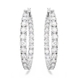 Swarovski - Créoles Matrix,cristaux blancs, Métal rhodié - Ref 5647715