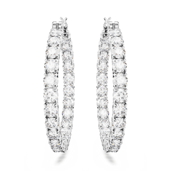 Swarovski - Créoles Matrix,cristaux blancs, Métal rhodié - Ref 5647715