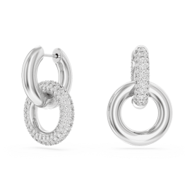 Swarovski - Anneaux d'oreilles Dextera asymétrique, Métal rhodié - Ref 5671807