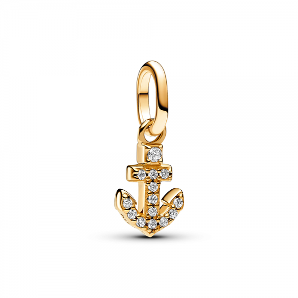 Pandora - Charm ancre plaqué or 14 carats et oxyde de zirconium - Ref 763369C01