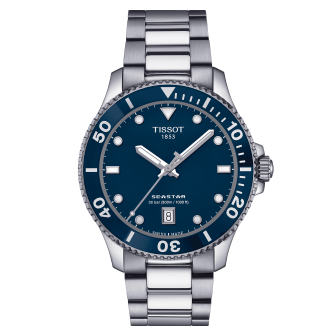 Montre Homme Tissot Seastar bleu bracelet acier - Réf. T1204101104100
