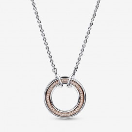 Collier Pandora cercles bicolore avec logo Pandora