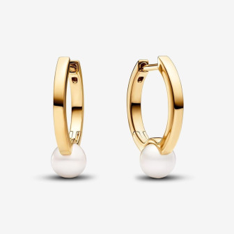 Boucles doreilles Pandora créoles avec perle de culture deau douce traitée