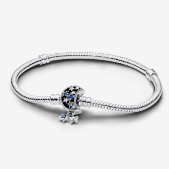 Bracelet Pandora fermoir lune avec cristal bleu stellaire 18 cm