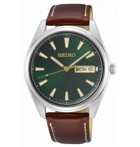 Montre Homme SEIKO Classique Vert Marron Cuir - SUR449P1