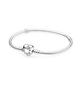Pandora Bijou Argent - Bracelet  Moments Maille Serpent Fermoir Coeur  Taille 20