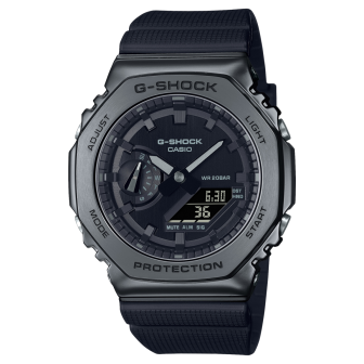 Casio - Montre Mixte G-Shock Black Edition noir acier et bracelet résine - Ref GM-2100BB-1AER