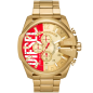 Diesel - Montre Mega Chief jaune rouge et bracelet acier doré - Ref DZ4642