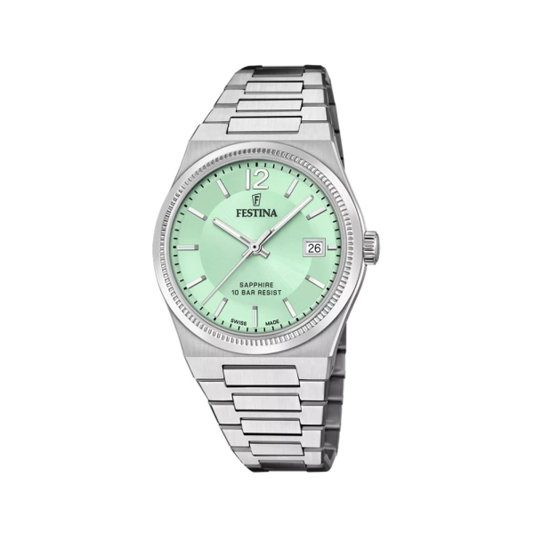 Festina - Montre Swiss Made vert acier gris - Ref F20035/3