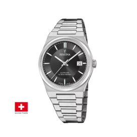 Festina - Montre Swiss Made noir acier gris - Ref F20034/4
