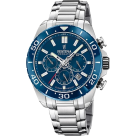 Festina - Montre Swiss Made chronographe bleu acier gris - Ref F20042/2