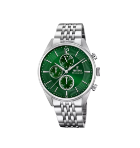 Festina - Montre Timeless Chronograph vert acier gris - Ref F20285/8