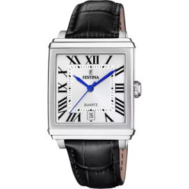 Festina - Montre Classics blanc et bracelet cuir noir - Ref F20681/1