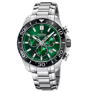 Festina - Montre Swiss Made chronographe vert acier gris - Ref F20042/3