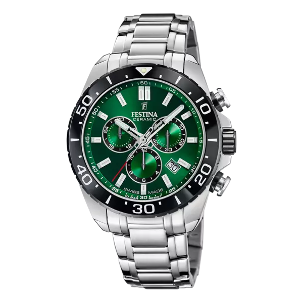Festina - Montre Swiss Made chronographe vert acier gris - Ref F20042/3