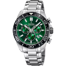 Festina - Montre Swiss Made chronographe vert acier gris - Ref F20042/3